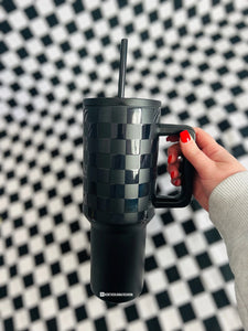 40oz Black Checkered tumbler