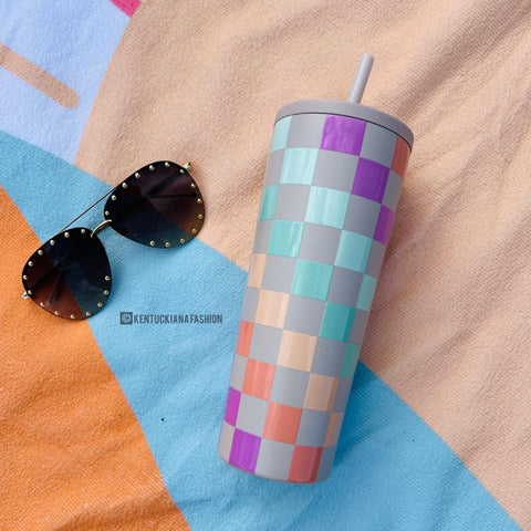 20oz checkered tumbler